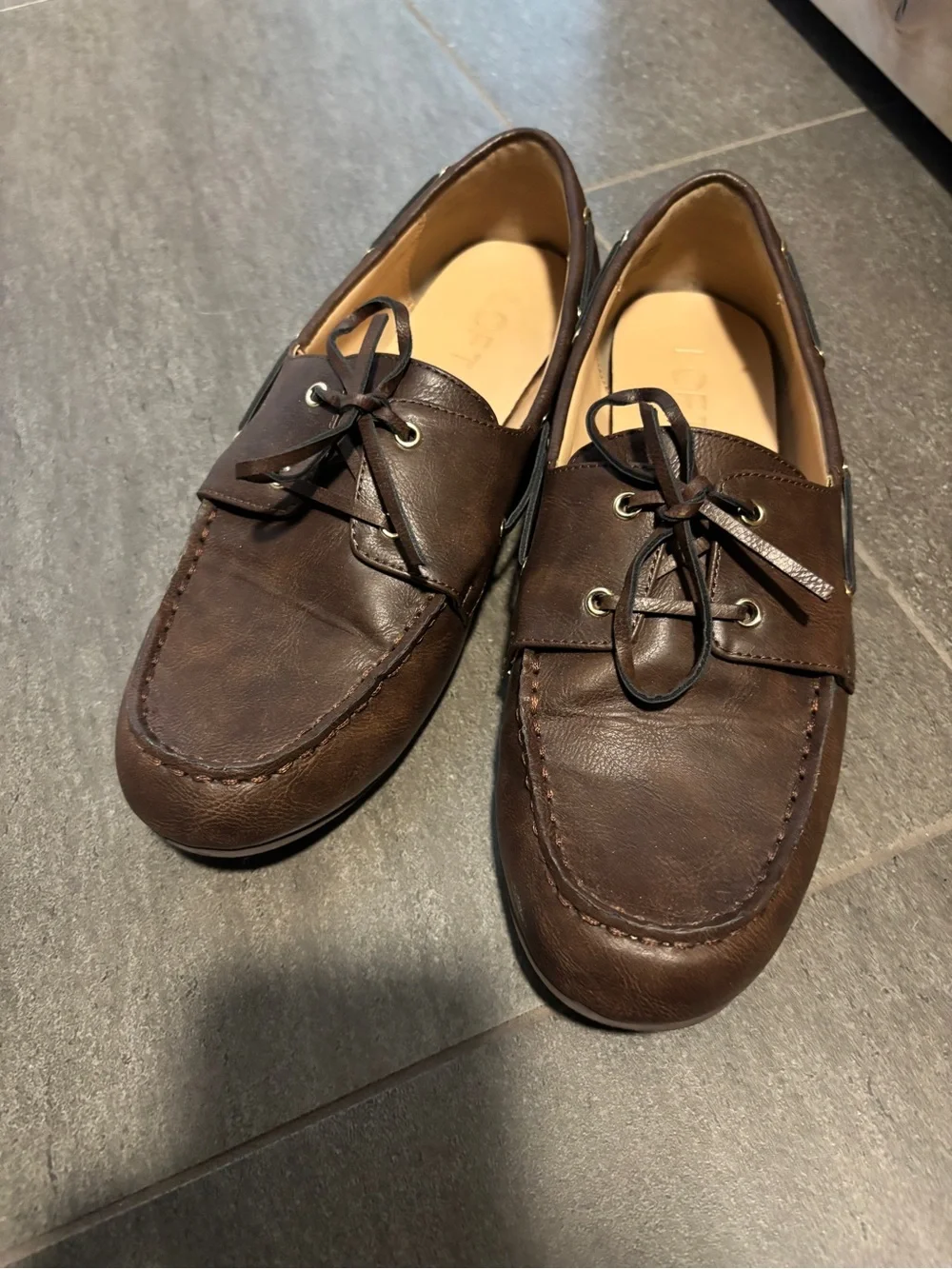 Women’s Loft Brown Leather Moc Toe Boat Shoes 8